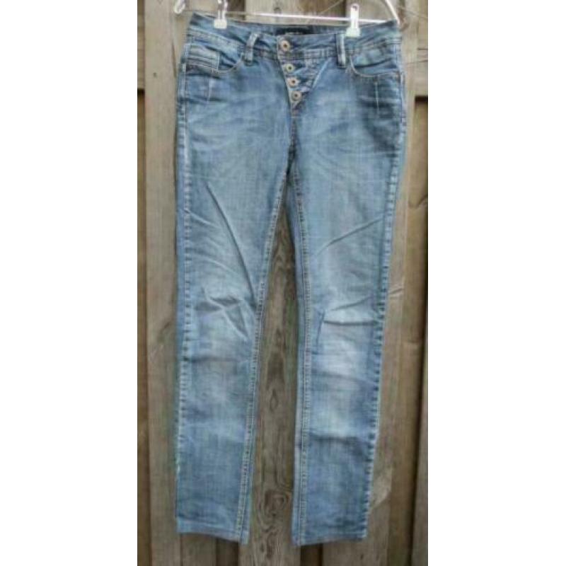 Geisha blauwe jeans met knopen spijkerbroek maat XS