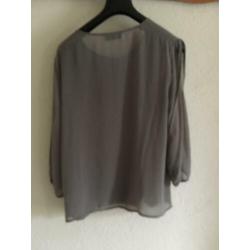 Taupe kleurige zijden blouse, maat 38, Christina Gavioli