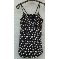 ZIGGA zwart/wit top met honden en poesen mt S