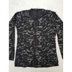 Nieuwe Esprit zwarte grijze longsleeve trui sweater, maat L