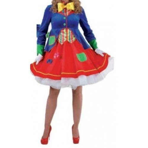 Leuke rood/blauw/geel CLOWNS/PIPPO/CIRCUS jurk
