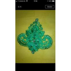 Geel groene Saree Sari ?? Indiase Jurk Georgette Nieuw