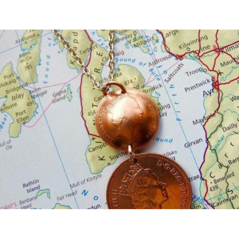 Verenigd Koninkrijk: originele munt ketting/sleutelhanger