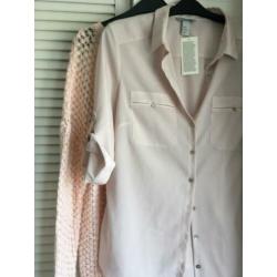 Nieuwe schitterende blouse nude / zacht roze maat 44-46