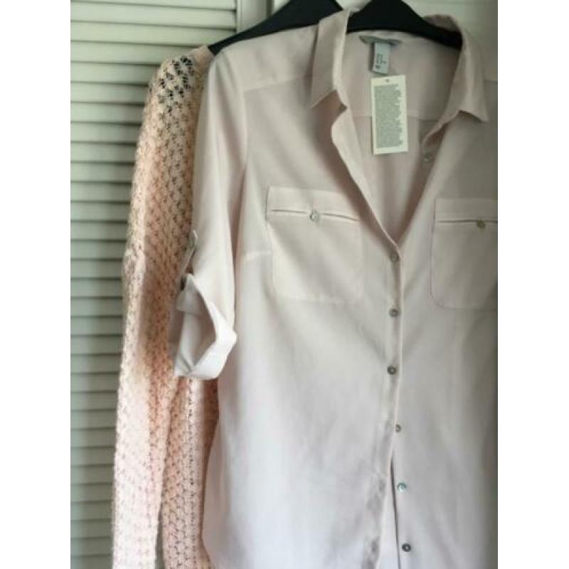 Nieuwe schitterende blouse nude / zacht roze maat 44-46