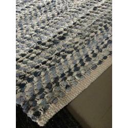 Denim&leren geweven kleed 160x230