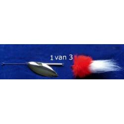 Set SP 05 van 3 stuks Wilgenblad Snoekspinners met streamer