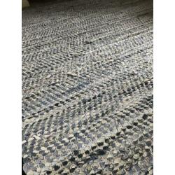 Denim&leren geweven kleed 160x230