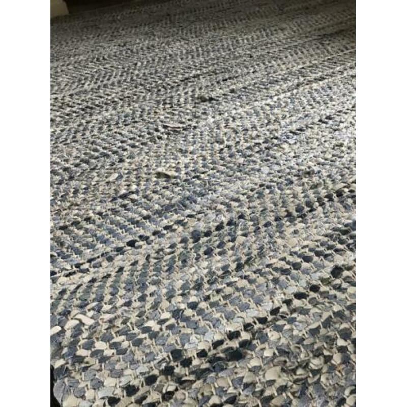 Denim&leren geweven kleed 160x230