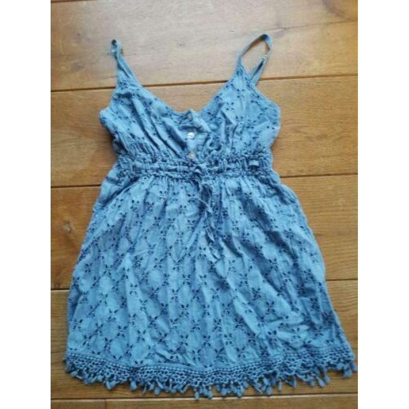 prachtige rookblauwe broderie top maat XS