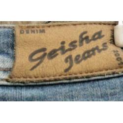 Geisha blauwe jeans met knopen spijkerbroek maat XS