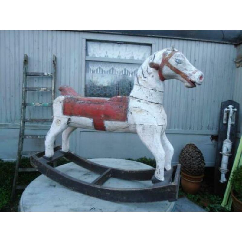 Antieke Houten Hobbel Paard