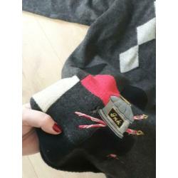 Vintage trui Basler grijs met print maat 48 (XXL) oversized
