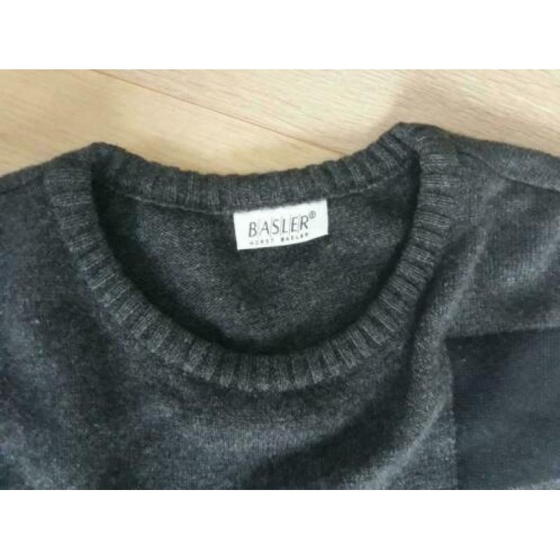 Vintage trui Basler grijs met print maat 48 (XXL) oversized