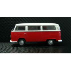 1:32 Rood/witte Volkswagen personenbus T2+ doos