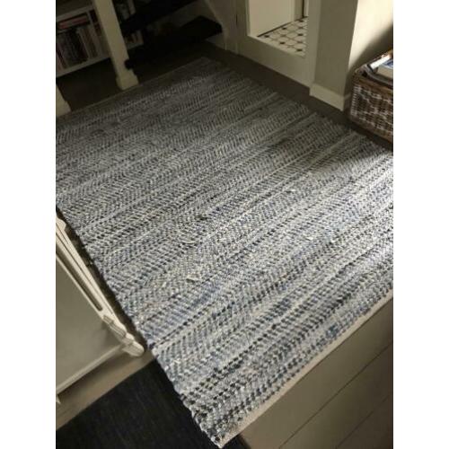 Denim&leren geweven kleed 160x230