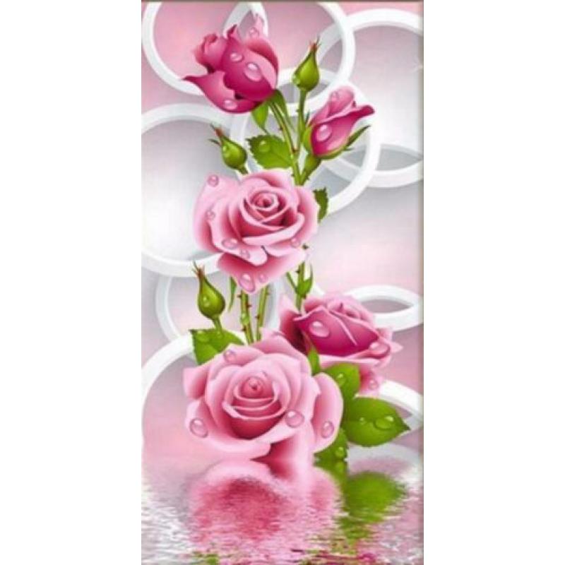 Diamond Painting *LANGE ROZEN/ BLOEMEN* partieel 30x56 cm