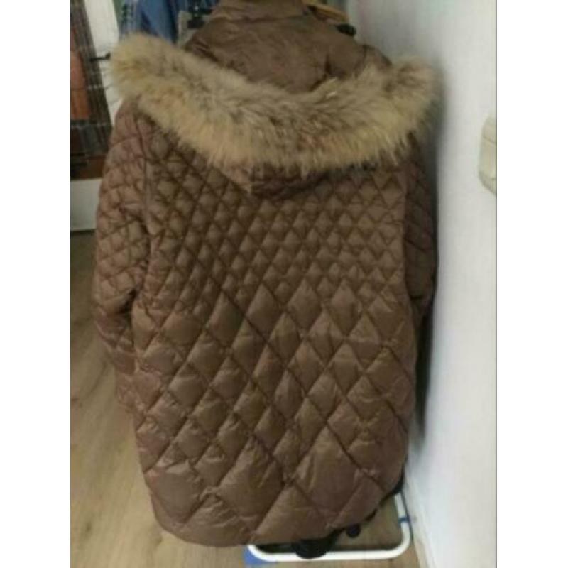 Caroline Biss bruin goud winterjas maat 36 38 40 nieuw