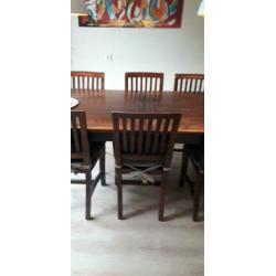 Teakhouten eetkamerset 6 stoelen