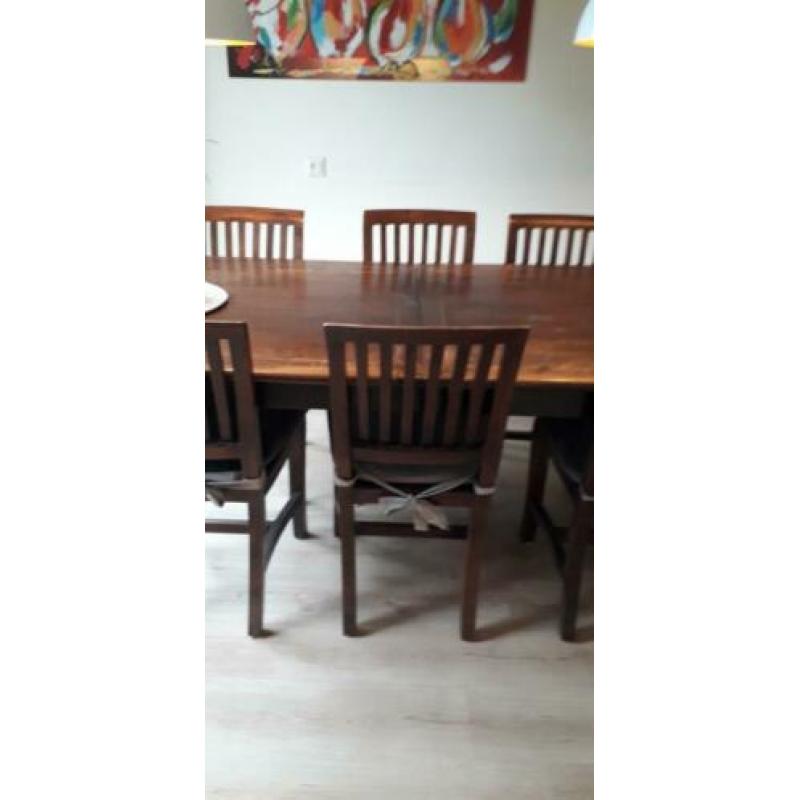 Teakhouten eetkamerset 6 stoelen