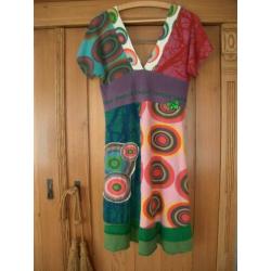 jurk jurkje DESIGUAL 36 s origineel zomer roze groen