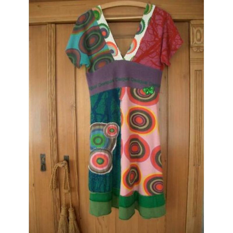 jurk jurkje DESIGUAL 36 s origineel zomer roze groen