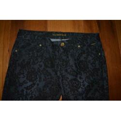 Glamorous, blauwzwart skinny broek met kant, mt 30 (M)