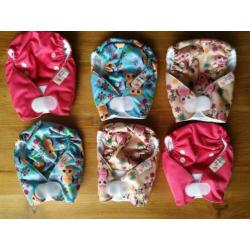 6 super schattige wasbare newborn pocket luiers, per stuk