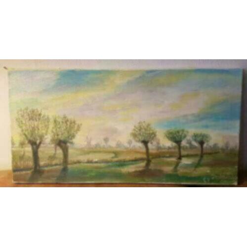 Olieverf Hollands Landschap Jac Isbrucker
