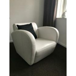 Witte lederen fauteuil