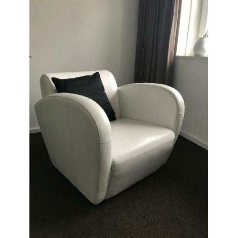 Witte lederen fauteuil