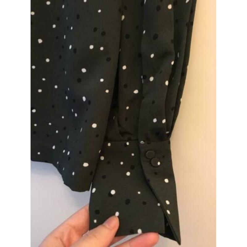 Zara blouse bloesje top donker groen stippen s 36 zgan