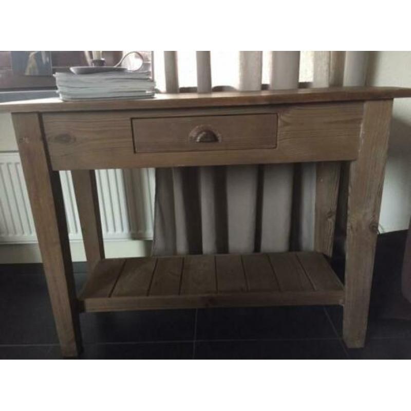 Sidetable hout met lade en plank