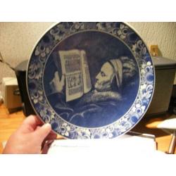 blauw bord Moeder van Rembrandt Delfts Blauw