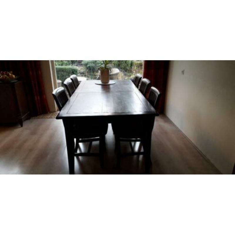 Teakhouten eetkamerset 6 stoelen
