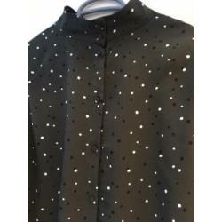 Zara blouse bloesje top donker groen stippen s 36 zgan