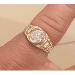 18k 18 karaat Gouden heren ring met grote 1.32ct diamant