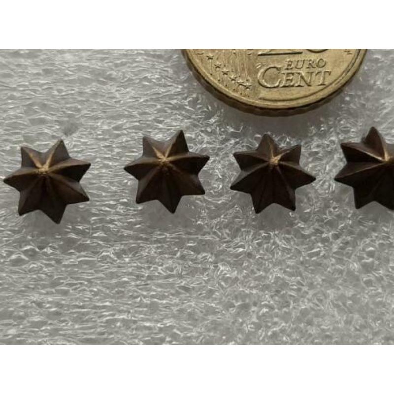 5 stuks Bronskleurige miniatuursterren voor op de baton