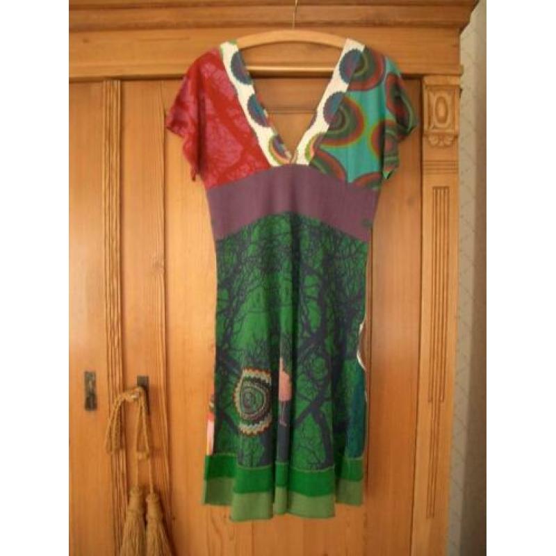 jurk jurkje DESIGUAL 36 s origineel zomer roze groen