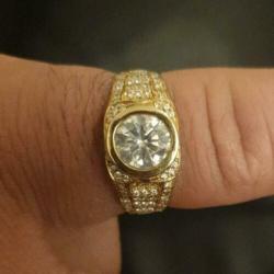 18k 18 karaat Gouden heren ring met grote 1.32ct diamant