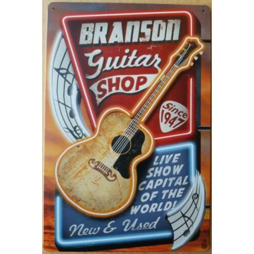 Branson guitar shop gitaar reclamebord van metaal vintage