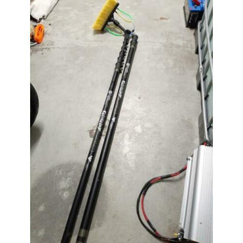 Telewassteel carbon met kevlar totaal 10 meter met borstel