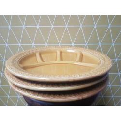 3x retro vintage okergeel fondue borden