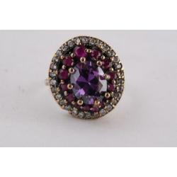 NIEUW COLLECTIE elegante zilveren 925 ring met amethist 597
