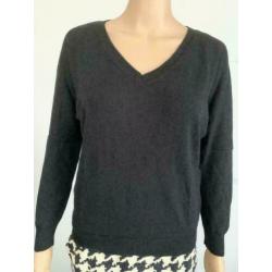 D1143 ESSENTIEL maat 34=XS wollen designer jurk zwart/wit
