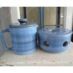 Blauw Volendams Aardewerk Theelicht + Theepot