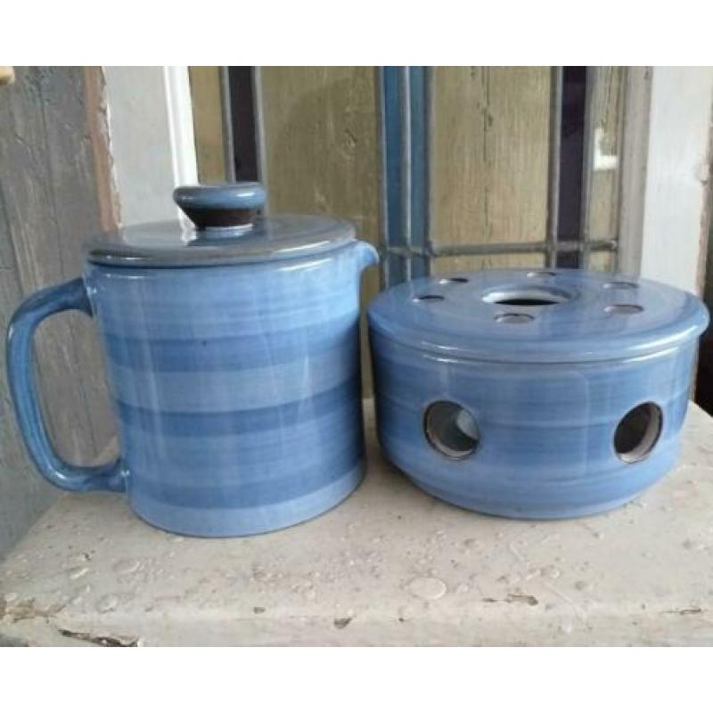 Blauw Volendams Aardewerk Theelicht + Theepot