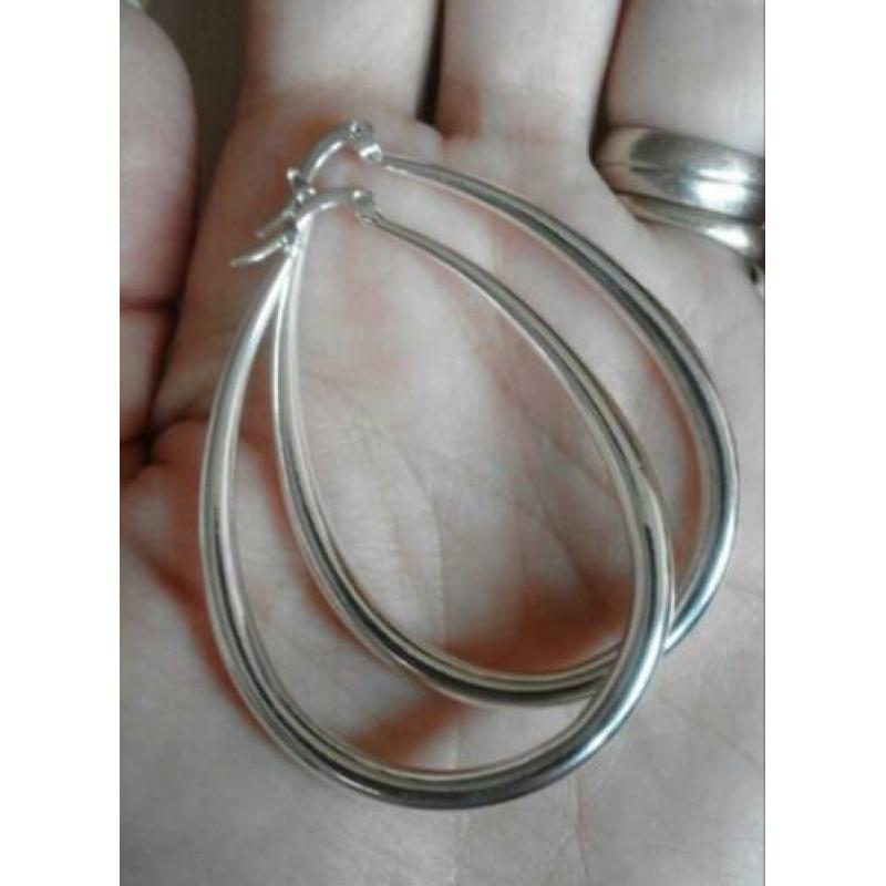 Basis ovale creolen-4cm-925 zilver-nieuw