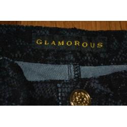Glamorous, blauwzwart skinny broek met kant, mt 30 (M)