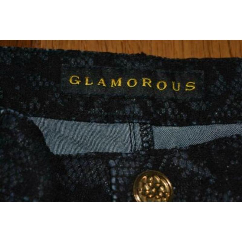 Glamorous, blauwzwart skinny broek met kant, mt 30 (M)